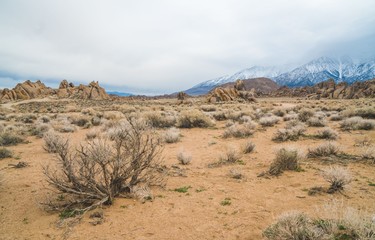 Sierra Nevada Mountains scenic view from Alabama Hills, California, United States