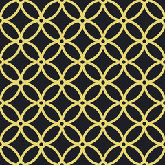 Fototapeta premium Seamless black and gold vintage overlapping circles pattern vector