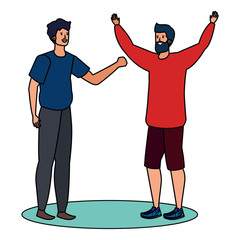 happy young men friends celebrating characters