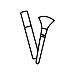 eyelash and brush make up drawing icon