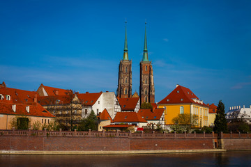 View of Ostrow Tumski in Wroclaw