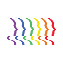 The contours of the faces, painted in the colors of the LGBT flag. modern logo. Vector graphics.
