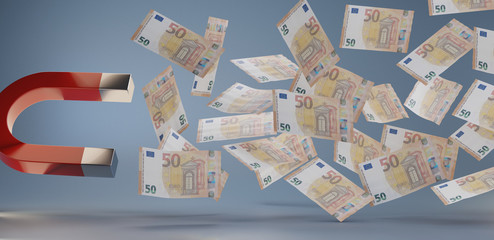 money magnet fifty euro bills 3d-illustration