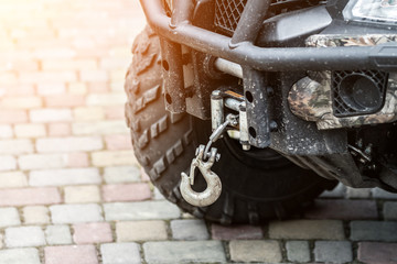 Close-up atv quadbike whick hook mounted on offroad all-terrain vehicle © Kirill Gorlov
