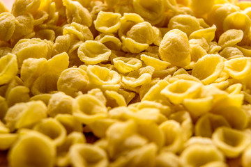 Orecchiette, Italian wheat semolina pasta.
