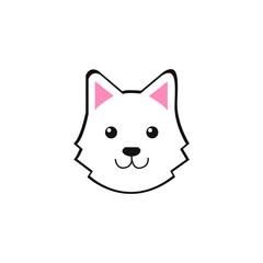 Cute dog face, Adorable little dog portrait, simple vector illustration. Modern icon or logo