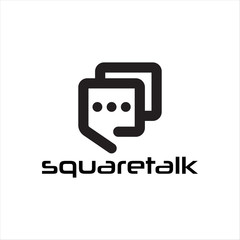 chat on simple modern square logo design.