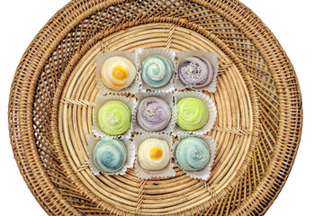 Thai dessert on Rattan tray