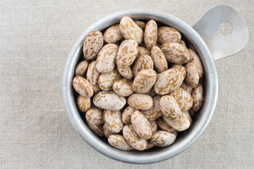 Uncooked Pinto Beans in a Measuring Cup