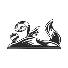 Vintage modern monochrome black jointer. Design element on white background isolated. Vector illustration.