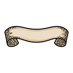 Ribbons isolated on white background. Old vintage style hand drawing engraved. Design element.