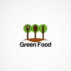 green food logo designs, icon, element, and template for company