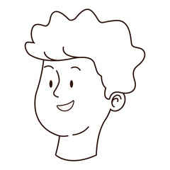 Teenager man smiling face cartoon in black and white