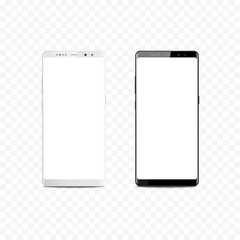 New realistic mobile black and white smartphone. mobile phone isolated, realistic vector on a transparent background.