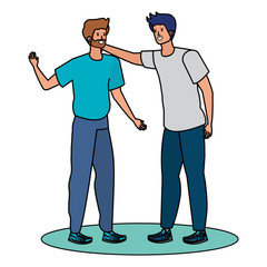 happy young men friends celebrating characters