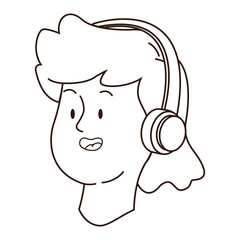 Teenager woman smiling face cartoon in black and white