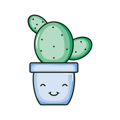 cactu plant in pot kawaii character
