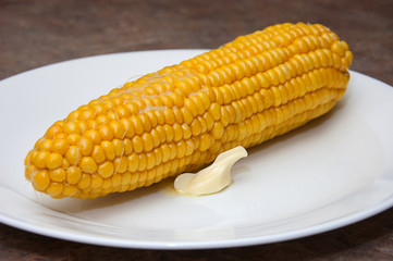 Corn on the cob with melted butter