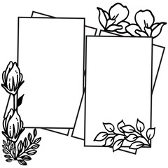 Design template floral frame, black and white. Vector
