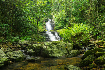 A beautiful waterfall and stream in rainy season inThailand.