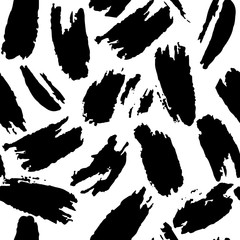 Hand drawn artistic brush seamless pattern. Abstract black ink