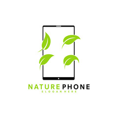 Leaf Nature Smartphone  Icon Logo Design Template, smartphone creative design - vector