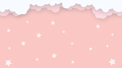 Cercles muraux Chambre denfants Abstrait kawaii fond de ciel coloré nuageux. Graphique comique pastel dégradé doux. Concept pour la conception ou la présentation de cartes de mariage
