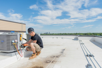 Hvac Worker with copyspace