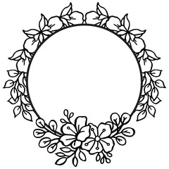 Modern leaf wreath frame, isolated on white background. Vector