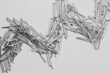 Nails isolated on white background. working tools