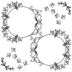 Design element, art of leaf wreath frame. Vector