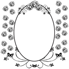 Frame border floral ornament and leaves. Vector