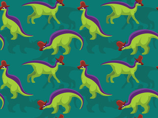 Cute Lambeosaurus Cartoon Background Seamless Wallpaper