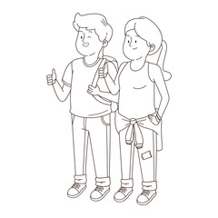 Teenagers friends smiling and greeting in black and white