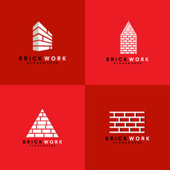 Modern Brick Work Contruction Logo Template Design - Vector