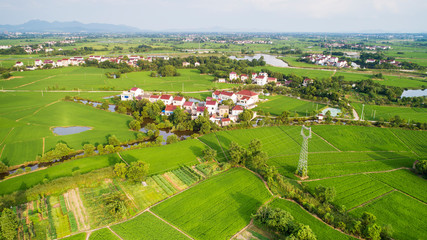 Aerial photo of summer rural ecological pastoral scenery in xuancheng city, anhui province, China