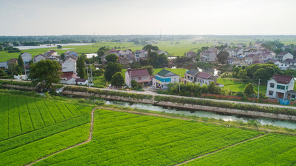 Aerial photo of summer rural ecological pastoral scenery in xuancheng city, anhui province, China