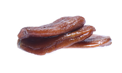 dried bananas (honey baked bananas) on white background