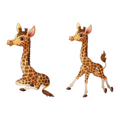 Obraz premium Cute giraffe cartoon illustration collections