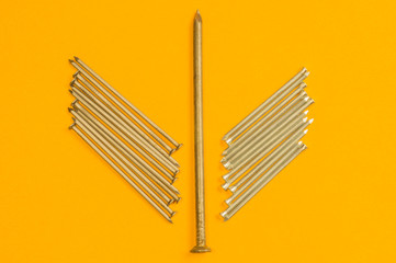 Nails on a yellow background