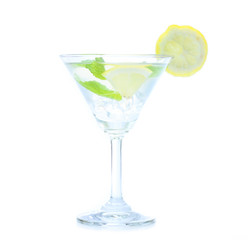 lemonade with lemons and straw isolated on a white background