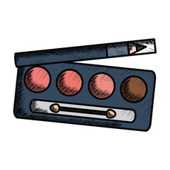 eye shadows with brush and mirror make up drawing