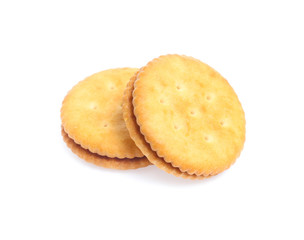 Sandwich cracker on white background