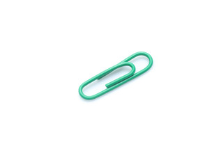 color paperclips on a white background