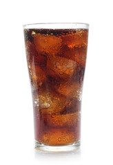 Cola in a glass isolated on white