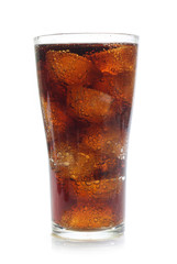 Cola in a glass isolated on white - obrazy, fototapety, plakaty