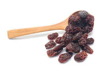 Organic dried Raisins isolated on white background