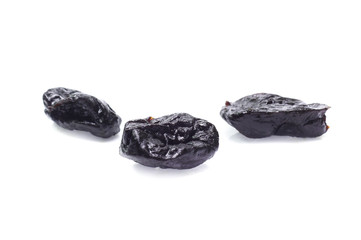 Dry prunes set isolated on white background