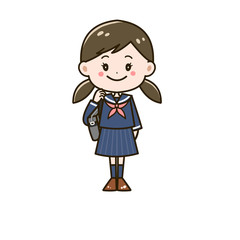 通学する女の子　ポーズ　イラスト