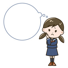 吹き出し　困る女の子　ポーズ　イラスト